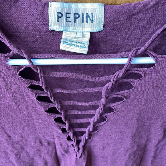 PEPIN womens short sleeve burgundy shirt - Picture 3 of 4